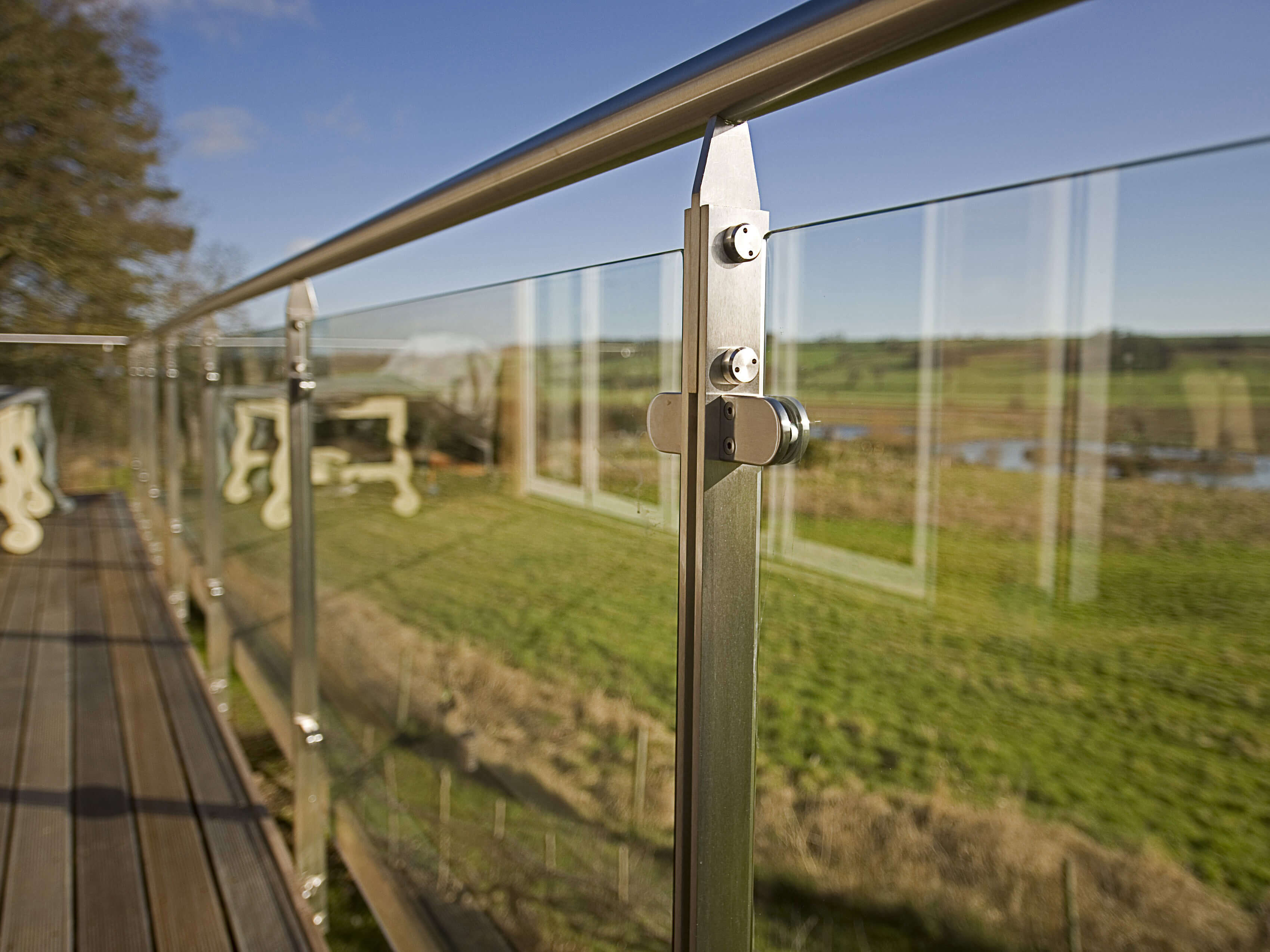 Customized  Balustrade: Custom Plate Baluster Glass railing