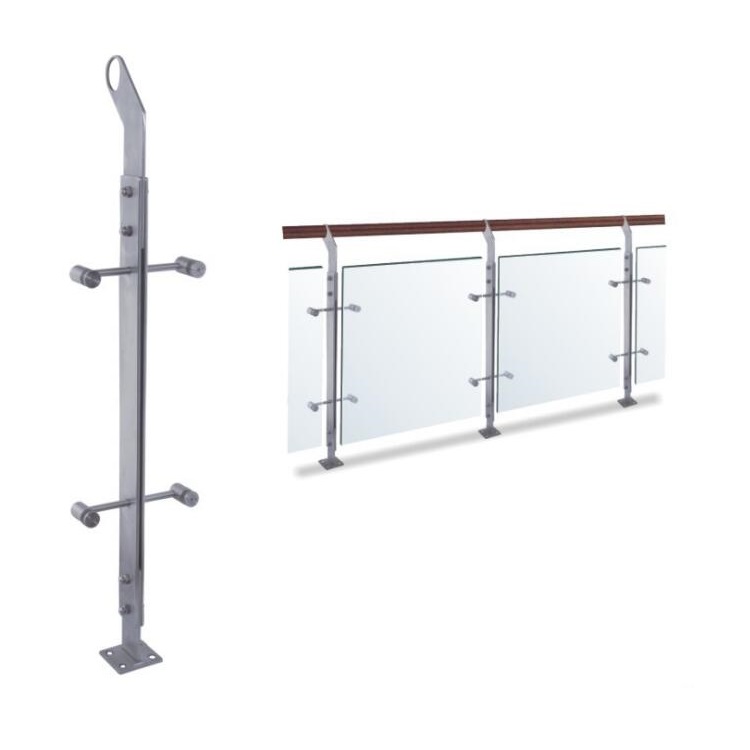 Stainless Steel Glass Balustrade Railing: Flat Plate Baluster Glass Railing